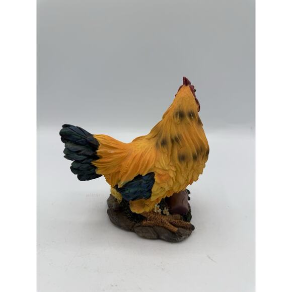 Yellow Rooster & Chick Figurine Resin Farmhouse Decor Country Chicken 5.5” Tall - Picture 3 of 7